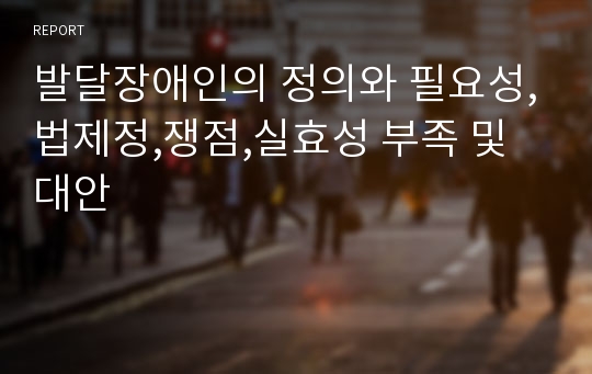 발달장애인의 정의와 필요성,법제정,쟁점,실효성 부족 및 대안