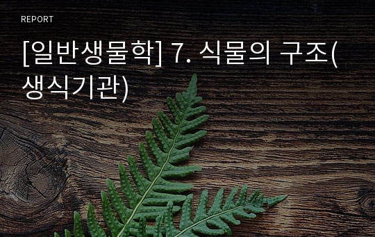 [일반생물학] 7. 식물의 구조(생식기관)