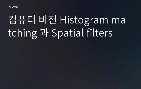 컴퓨터 비전 Histogram matching 과 Spatial filters