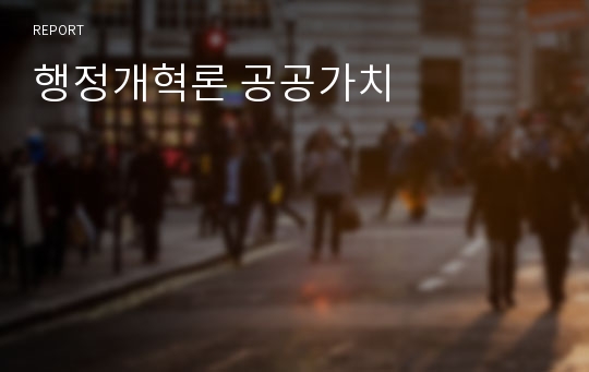 행정개혁론 공공가치