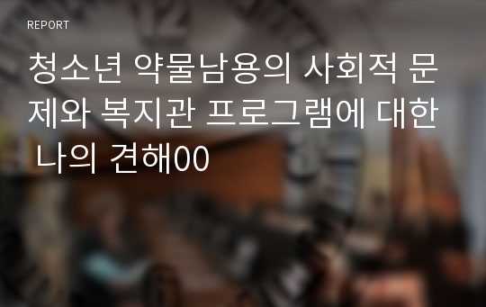 청소년 약물남용의 사회적 문제와 복지관 프로그램에 대한 나의 견해00