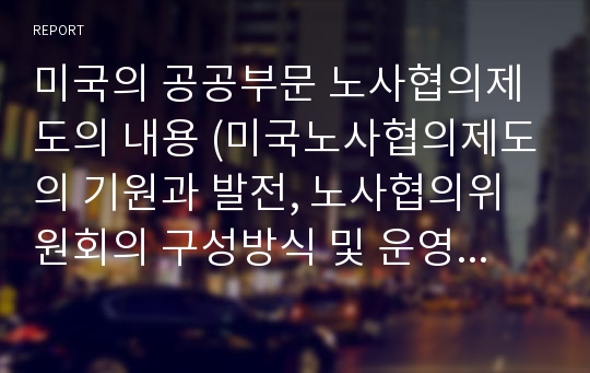 미국의 공공부문 노사협의제도의 내용 (미국노사협의제도의 기원과 발전, 노사협의위원회의 구성방식 및 운영현황, 노사협의위원회의 역할과 권한)