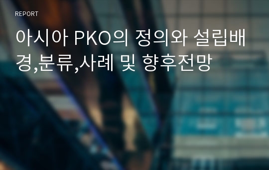 아시아 PKO의 정의와 설립배경,분류,사례 및 향후전망