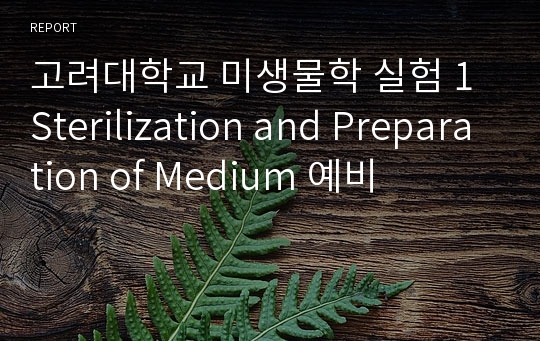 고려대학교 미생물학 실험 1 Sterilization and Preparation of Medium 예비