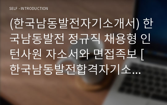 (한국남동발전자기소개서) 한국남동발전 정규직 채용형 인턴사원 자소서와 면접족보 [한국남동발전합격자기소개서,한국남동발전자소서항목]