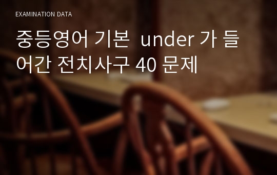 중등영어 기본  under 가 들어간 전치사구 40 문제