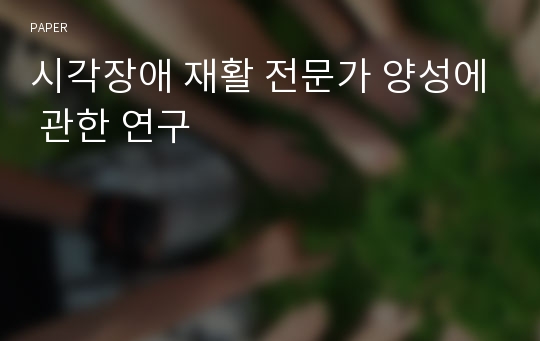 시각장애 재활 전문가 양성에 관한 연구