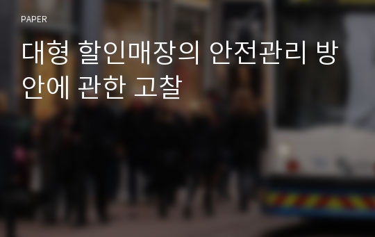 대형 할인매장의 안전관리 방안에 관한 고찰