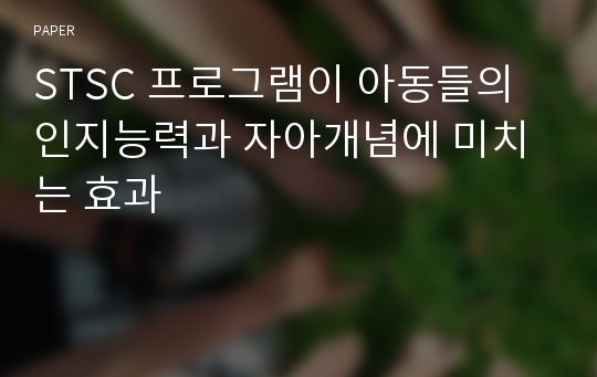 STSC 프로그램이 아동들의 인지능력과 자아개념에 미치는 효과