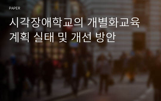 시각장애학교의 개별화교육계획 실태 및 개선 방안