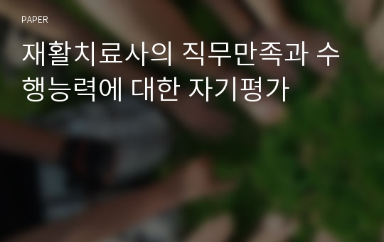 재활치료사의 직무만족과 수행능력에 대한 자기평가