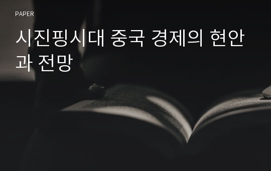 시진핑시대 중국 경제의 현안과 전망