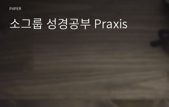 소그룹 성경공부 Praxis