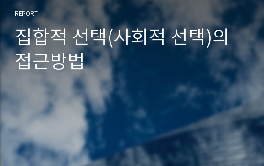 집합적 선택(사회적 선택)의 접근방법