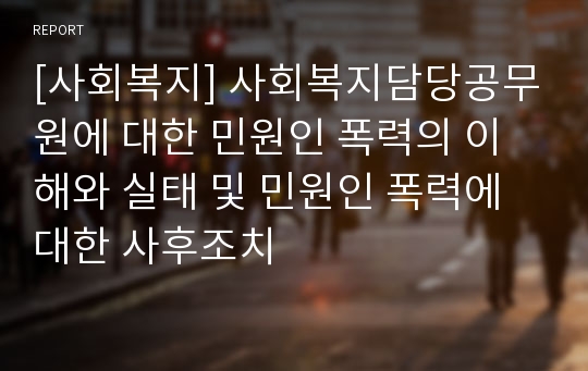 [사회복지] 사회복지담당공무원에 대한 민원인 폭력의 이해와 실태 및 민원인 폭력에 대한 사후조치