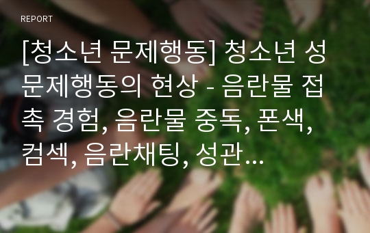 [청소년 문제행동] 청소년 성문제행동의 현상 - 음란물 접촉 경험, 음란물 중독, 폰색, 컴섹, 음란채팅, 성관계, 임신, 피임 및 낙태, 성폭력, 성매매 및 원조교제