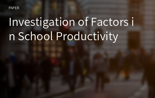 Investigation of Factors in School Productivity
