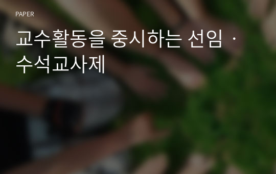 교수활동을 중시하는 선임ㆍ수석교사제 