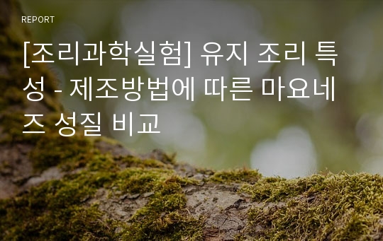 [조리과학실험] 유지 조리 특성 - 제조방법에 따른 마요네즈 성질 비교