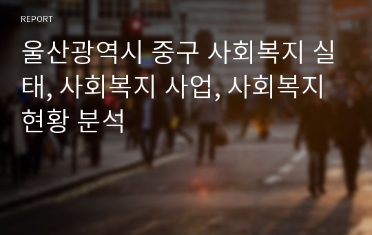 울산광역시 중구 사회복지 실태, 사회복지 사업, 사회복지 현황 분석