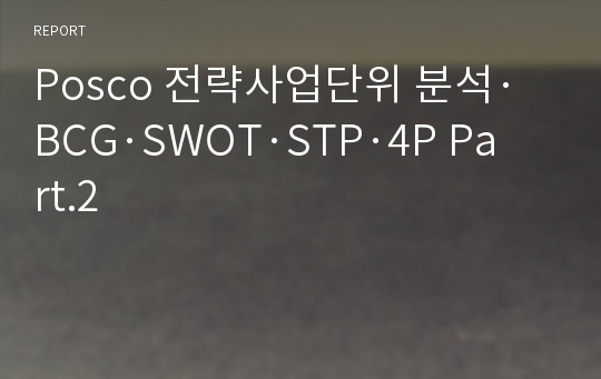 Posco 전략사업단위 분석·BCG·SWOT·STP·4P Part.2