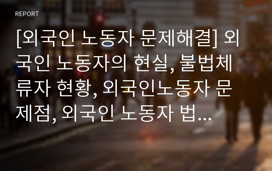 [외국인 노동자 문제해결] 외국인 노동자의 현실, 불법체류자 현황, 외국인노동자 문제점, 외국인 노동자 법률, 외국인 노동자 고용 허가제, 외국인 노동자 대안