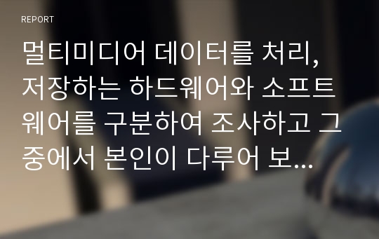 멀티미디어 데이터를 처리, 저장하는 하드웨어와 소프트웨어를 구분하여 조사하고 그중에서 본인이 다루어 보거나 경험해 본 하드웨어와 소프트웨어를 구분하시오