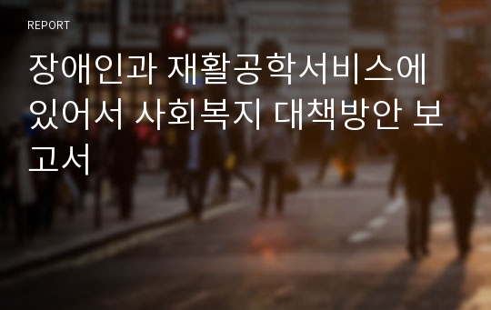 장애인과 재활공학서비스에 있어서 사회복지 대책방안 보고서