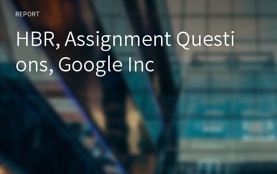 HBR, Assignment Questions, Google Inc