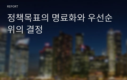 정책목표의 명료화와 우선순위의 결정