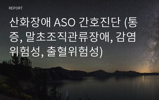 산화장애 ASO 간호진단 (통증, 말초조직관류장애, 감염위험성, 출혈위험성)