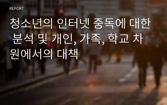 청소년의 인터넷 중독에 대한 분석 및 개인, 가족, 학교 차원에서의 대책