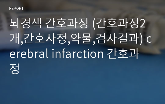 뇌경색 간호과정 (간호과정2개,간호사정,약물,검사결과) cerebral infarction 간호과정