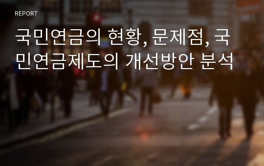 국민연금의 현황, 문제점, 국민연금제도의 개선방안 분석