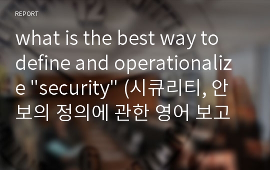 what is the best way to define and operationalize &quot;security&quot; (시큐리티, 안보의 정의에 관한 영어 보고서, 리포트)