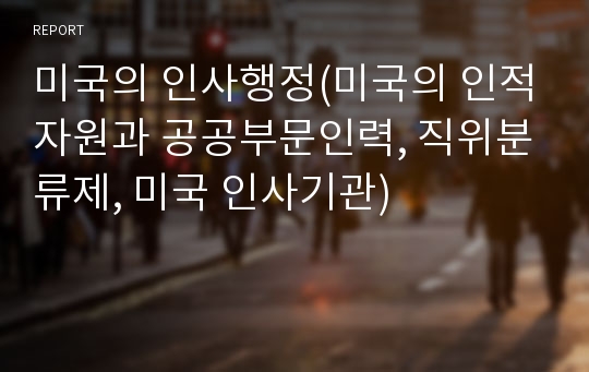 미국의 인사행정(미국의 인적자원과 공공부문인력, 직위분류제, 미국 인사기관)