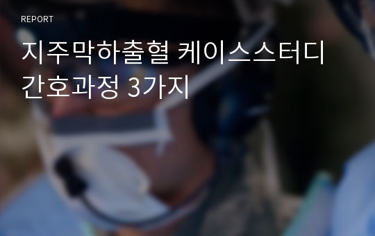 지주막하출혈 케이스스터디 간호과정 3가지