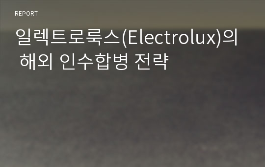 일렉트로룩스(Electrolux)의 해외 인수합병 전략