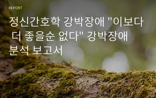 정신간호학 강박장애 &quot;이보다 더 좋을순 없다&quot; 강박장애 분석 보고서