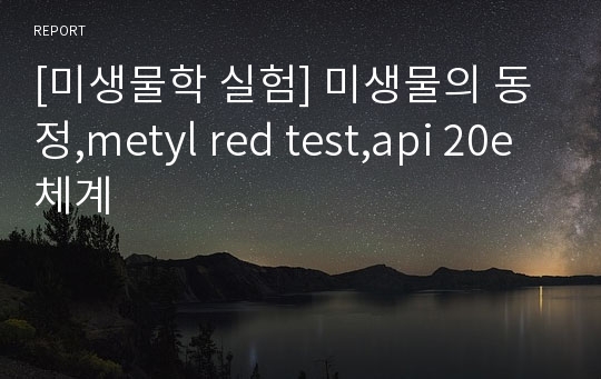 [미생물학 실험] 미생물의 동정,metyl red test,api 20e 체계