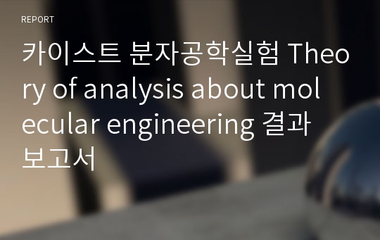 카이스트 분자공학실험 Theory of analysis about molecular engineering 결과 보고서