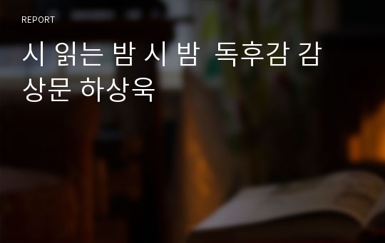 시 읽는 밤 시 밤  독후감 감상문 하상욱