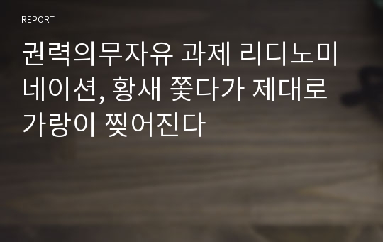 권력의무자유 과제 리디노미네이션, 황새 쫓다가 제대로 가랑이 찢어진다