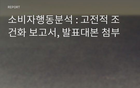 소비자행동분석 : 고전적 조건화 보고서, 발표대본 첨부