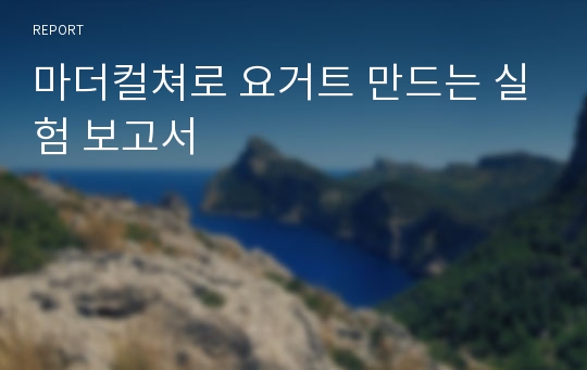 마더컬쳐로 요거트 만드는 실험 보고서