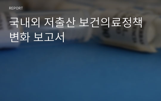 국내외 저출산 보건의료정책 변화 보고서