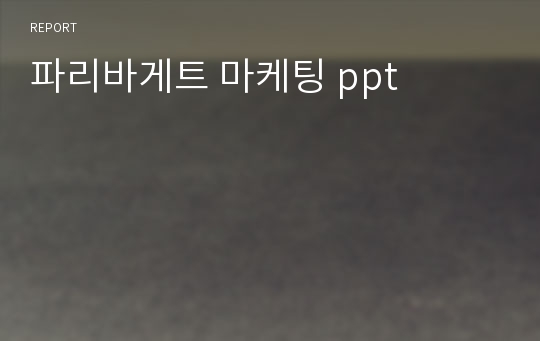 파리바게트 마케팅 ppt