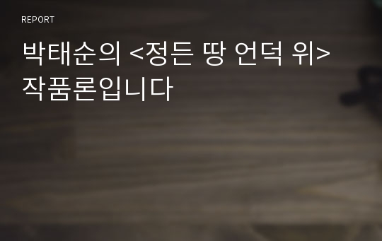 박태순의 &lt;정든 땅 언덕 위&gt; 작품론입니다