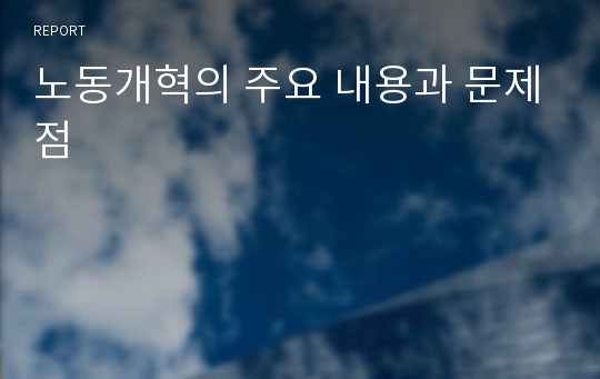 노동개혁의 주요 내용과 문제점