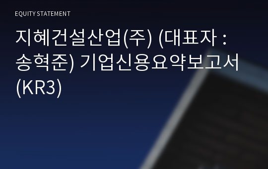 지혜건설산업(주) 기업신용요약보고서 (KR3)